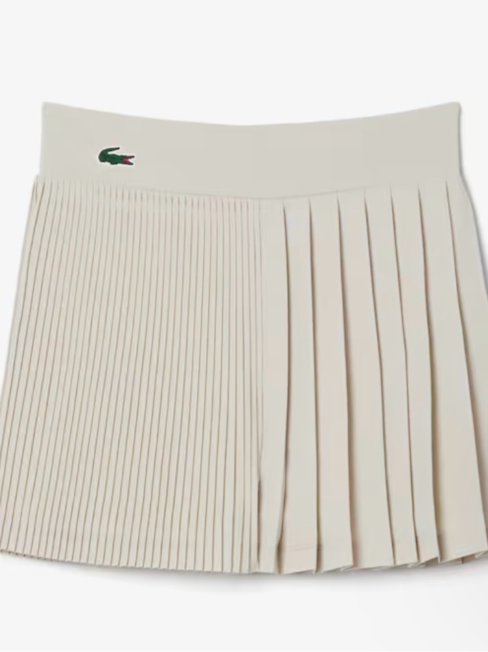 Lacoste Cream Pleated Mini Skirt with Embroidered Crocodile